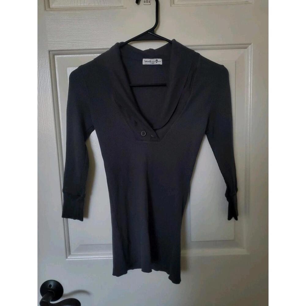 Splendid Y2K Henley Top Size XS Waffle Thermal Knit Bella Swan V Neck Buttons